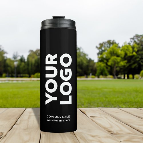 Custom Logo and Text on Black Thermal Tumbler