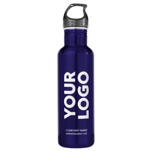 Custom Logo and Text on Blue Stainless Steel Water Bottle