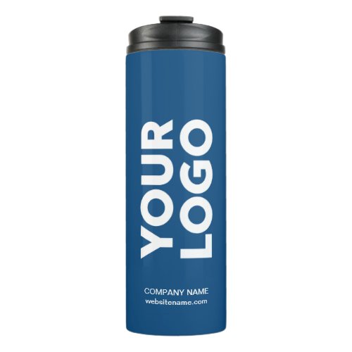 Custom Logo and Text on Blue Thermal Tumbler