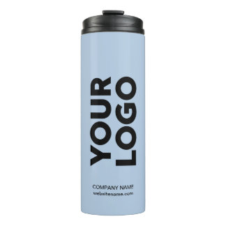 Custom Logo and Text on Light Blue Thermal Tumbler