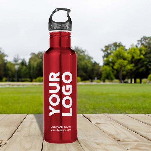 Custom Logo and Text on Red Stainless Steel Water Bottle