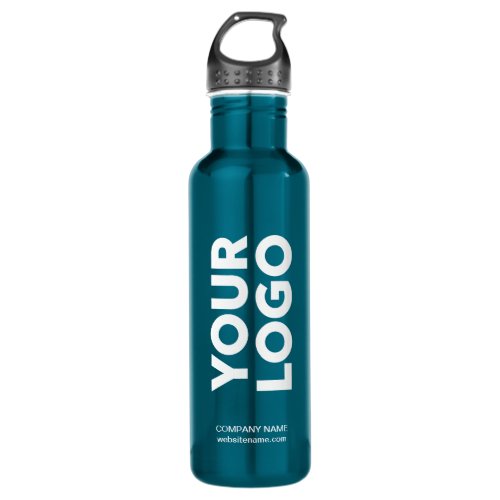 Custom Logo and Text on Teal Blue Stainless Steel Water Bottle
