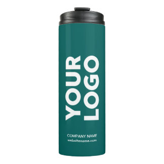 Custom Logo and Text on Teal Thermal Tumbler