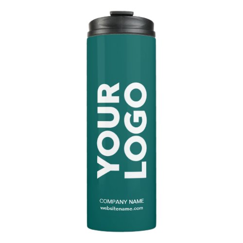Custom Logo and Text on Teal Thermal Tumbler