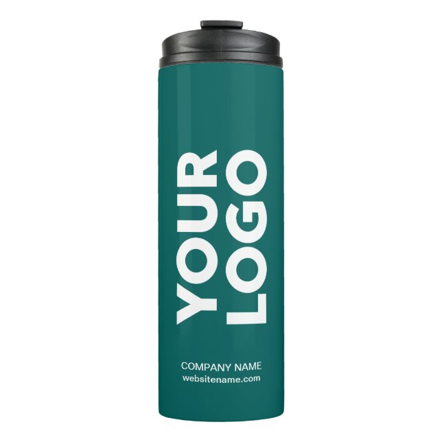 Custom Logo and Text on Teal Thermal Tumbler (Front)