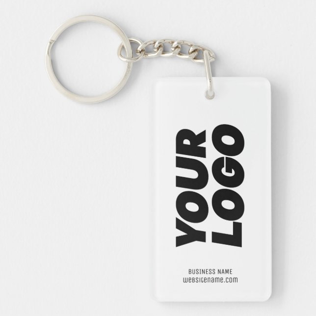 Custom Logo and Text on White Keychain (Front)