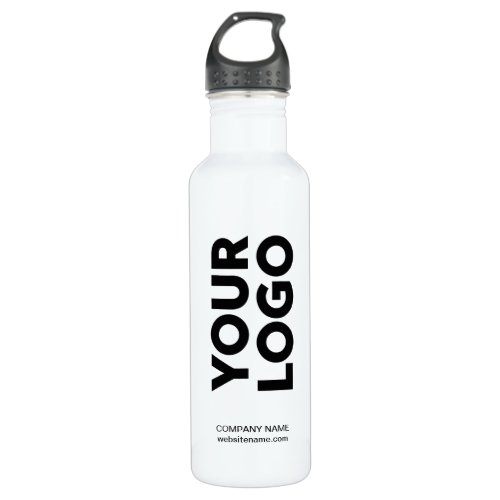 Custom Logo and Text on White Stainless Steel Water Bottle