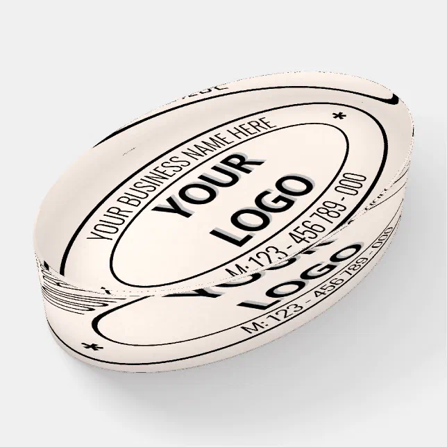 Custom Logo and Text Oval Paperweight Template | Zazzle