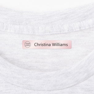 Custom logo and text pink gradient fabric clothing labels