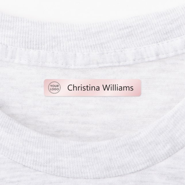 Custom logo and text pink gradient fabric clothing labels (Affixed)