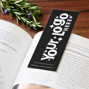 Custom Logo and Text Promotional Black White Retro Bookmarks