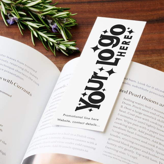 Custom Logo and Text Promotional Black White Retro Bookmarks (Book)
