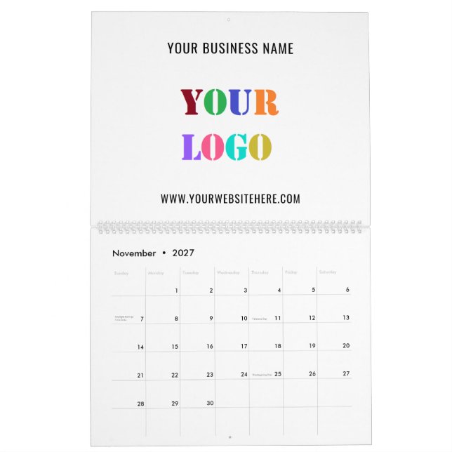 Custom Logo and Text Promotional Business Calendar (Nov 2027)
