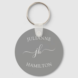 Custom Logo and Text Promotional Gray Keychain