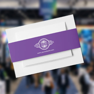 Custom Logo and Text Purple Invitation Belly Band