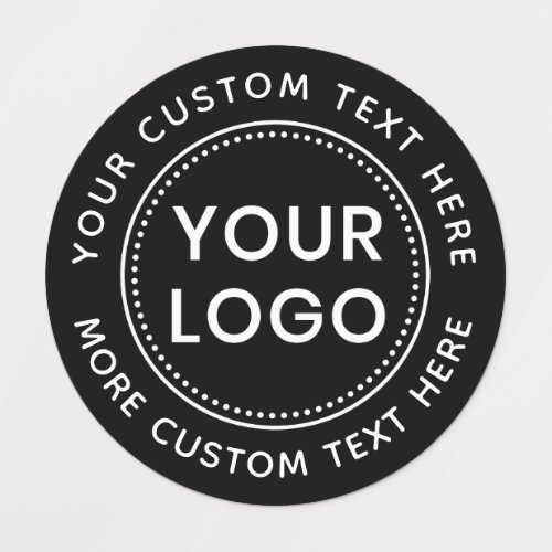 Custom logo and text round black fabric clothing labels