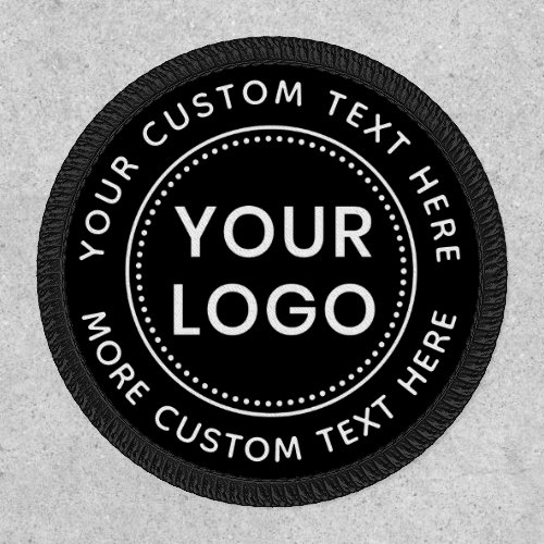 Custom logo and text round black patch