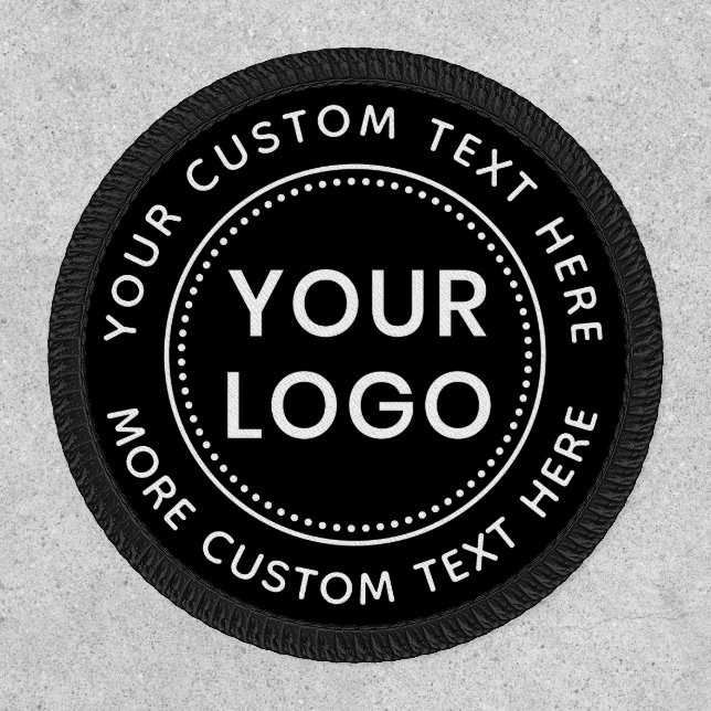 Custom logo and text round black patch (Front)