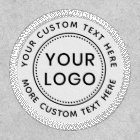 Custom logo and text round white or any color