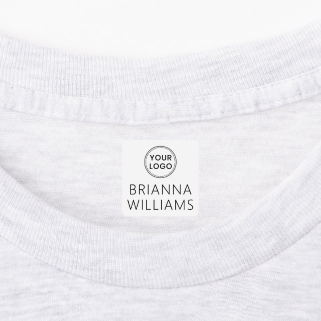 Custom logo and text square fabric clothing labels (Affixed)