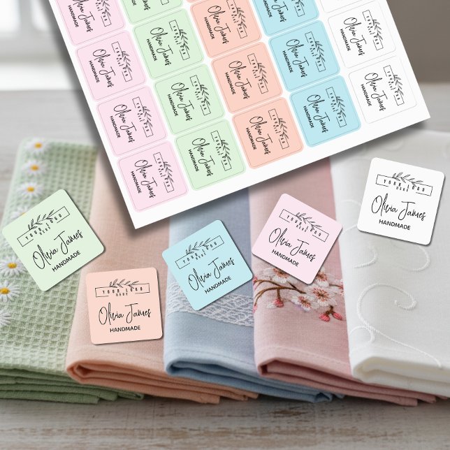 Custom logo and text square fabric clothing  labels (Creator Uploaded)