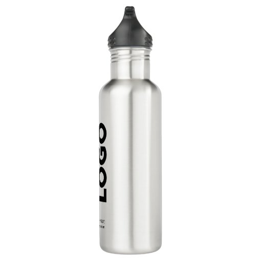 Custom Logo and Text Stainless Steel Water Bottle | Zazzle