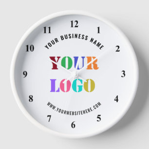 Custom Logo and Text Wall Clock - Choose Colors