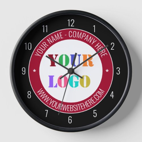 Custom Logo and Text Wall Clock Gift _ Your Colors