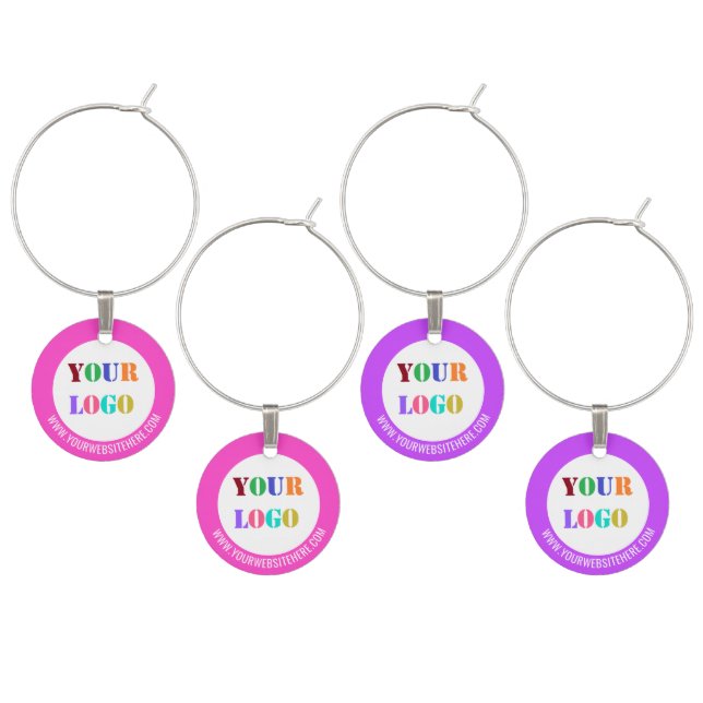 Custom Logo and Text Wine Charm - Your Colors (Staggered)