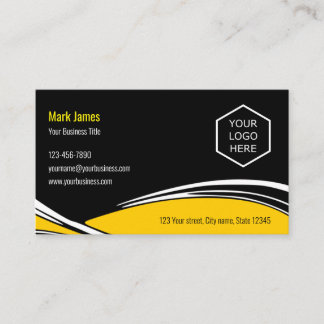 Custom logo and text Yellow Auto Business Card