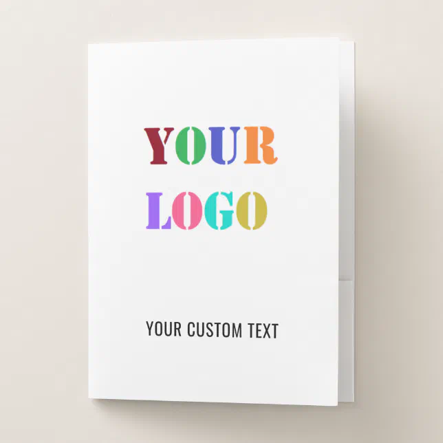 Text Design For Folder Custom Logo and Text Your Business Pocket Folder | Zazzle