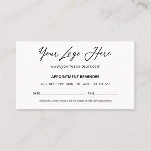 Custom Logo Appointment Reminder Card