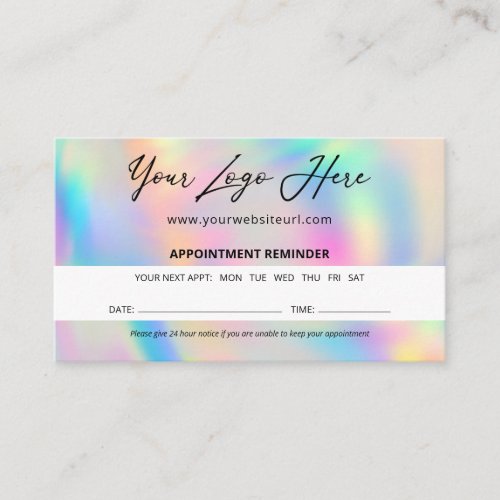 Custom Logo Appointment Reminder Card _ Rainbow