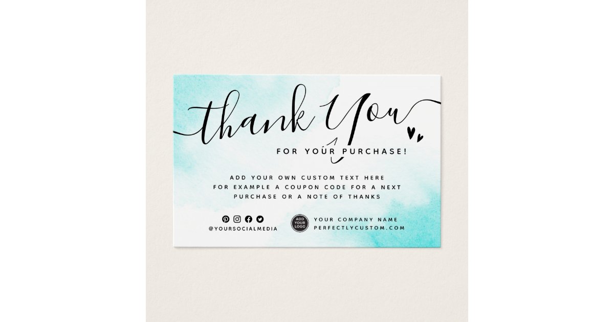 Custom Logo Aqua Blue Watercolor Thank You Insert Zazzle Com The company constantly conducts sales, participates in promotions, offers profitable zazzle promo code, thanks to which you not only get a. zazzle