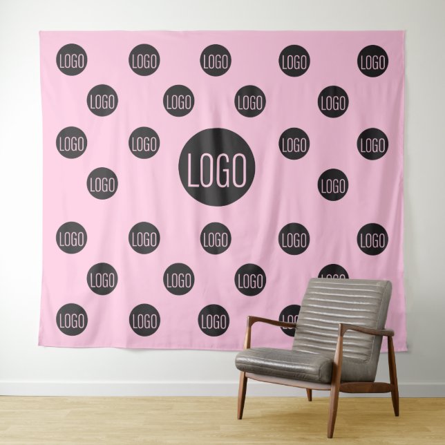 Custom Logo backdrop Company pink step and repeat (In Situ (Horizontal))