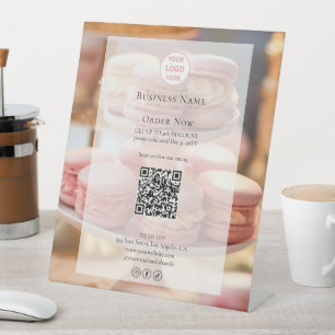Custom Logo Bakery Photo QR Code Pedestal Sign