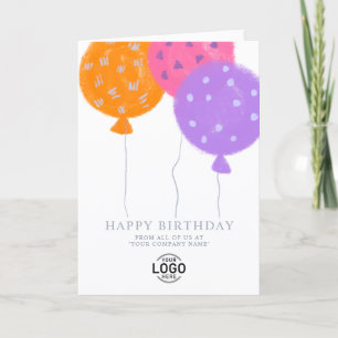 Custom Logo Balloons White Business Birthday Card
