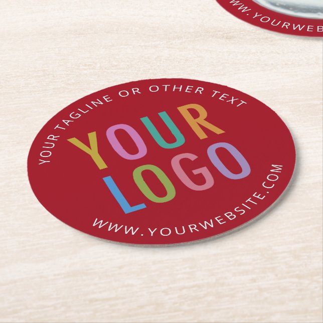 Custom Logo Bar Coasters Cardboard Promotional Red (Angled)