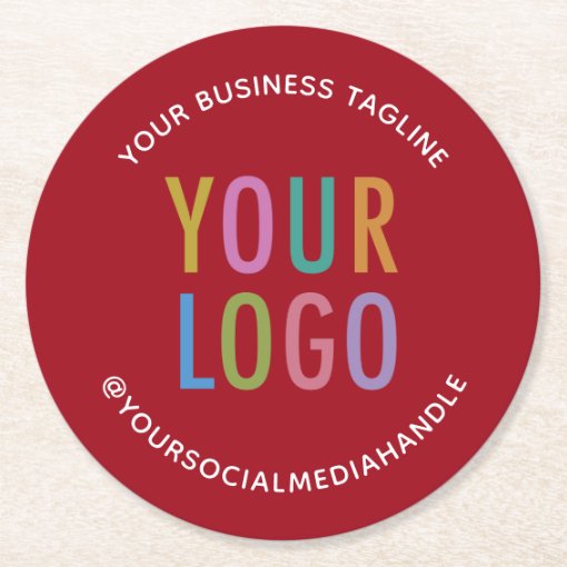 Custom Logo Bar Coasters Cardboard Promotional Red Zazzle