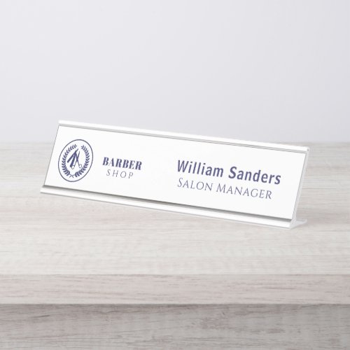 Custom logo barber shop elegant business manager desk name plate