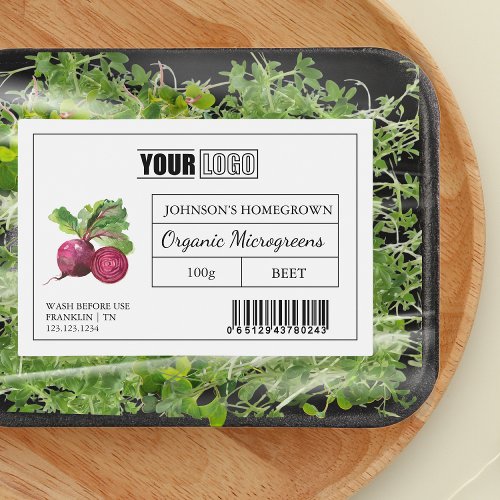 Custom Logo  Barcode Beet Microgreens Food Label