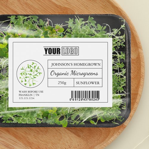 Custom Logo  Barcode Fresh Organic Microgreens Food Label