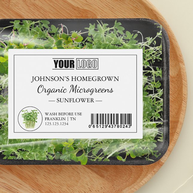 Custom Logo & Barcode Fresh Organic Microgreens Food Label (Creator Uploaded)