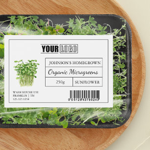 Custom Logo & Barcode Fresh Organic Microgreens Food Label