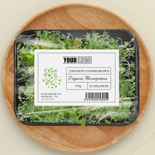 Custom Logo  Barcode Fresh Organic Microgreens Food Label