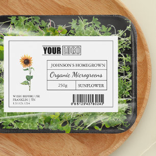 Custom Logo & Barcode Sunflower Microgreens Food Label