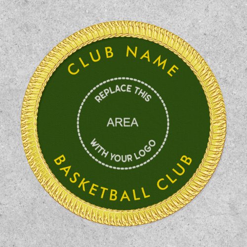 Custom Logo Basketball Club Name Gold Green Patch