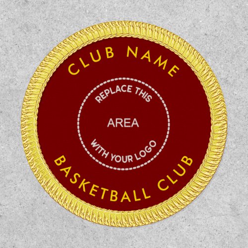 Custom Logo Basketball Club Name Gold Maroon Patch
