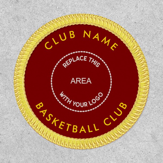 Custom Logo Basketball Club Name Gold Maroon Patch (Front)