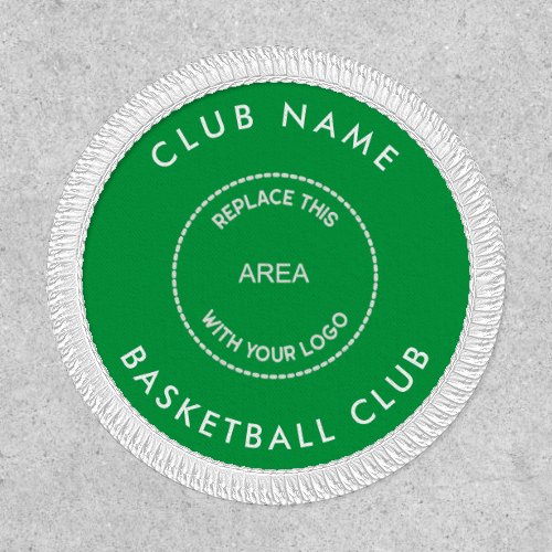 Custom Logo Basketball Club Name Green White Patch